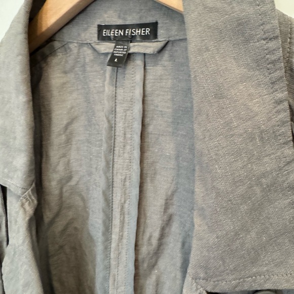 Eileen Fisher Sz L Pewter Moto Organic Cotton Steel Convert Collar Jacket - Picture 3 of 12